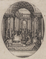 KG 10033
<br/>
Presentatie in tempel ("Passie Christus/leven Maria")
<br/>
<em>Callot, Jacques (1592 - 1635)</em>